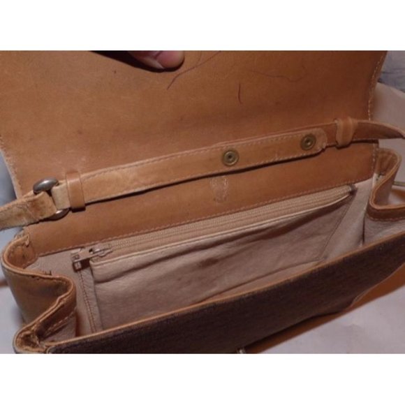 Gucci Vintage Crossbody Camel Leather Brown Small G Logo Print Canvas - Picture 2 of 8